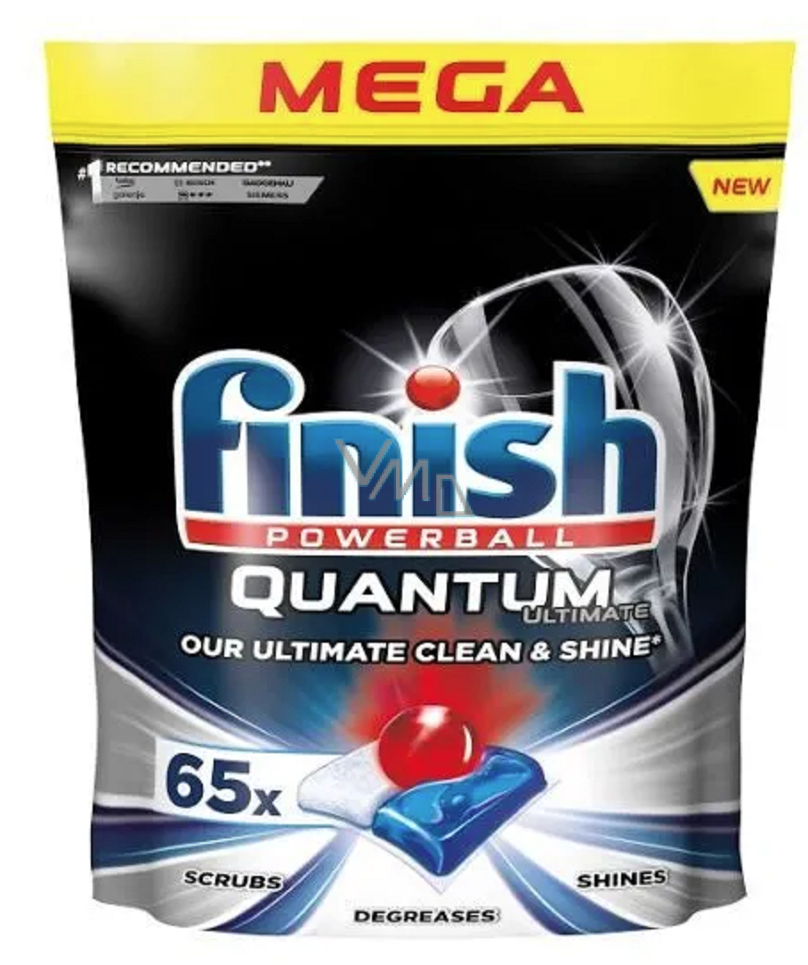 Finish Quantum Ultimate tablety do umývačky, chráni riadu a poháre, prináša  oslnivú čistotu, lesk 65 kusov - VMD drogerie