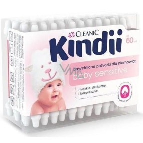 Cleanic Kindia Baby Sensitive bavlnené tyčinky pre deti 60 kusov