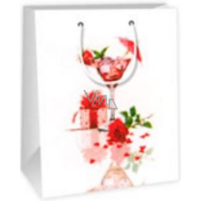 Ditipo Darčeková papierová taška 18 x 10 x 22,7 cm biela pohárik, darček, ruže