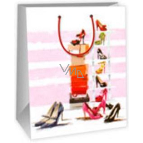Ditipo Darčeková papierová taška 26,4 x 13,6 x 32,7 cm bielo ružová - krabice, črievičky DAB
