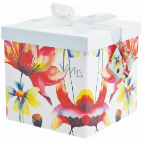 Anjel Darčeková krabička skladacia s mašľou Farebné kvety 17 x 17 x 17 cm