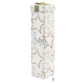 Anjel krabička skladacie na fľašu vianočné biela zlaté hviezdy 34 x 8 x 8 cm