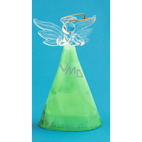Anjel sklenený s farebnou sukňou zelená 10 cm