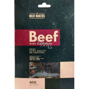 Meat Makers Beef Jerky Wine & Čerešne tenké plátky hovädzieho stehna konzervované sušením 40 g