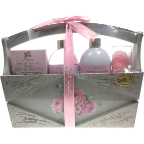 Raphael Rosalee Cosmetics Ruže sprchový gél 200 ml + telové mlieko 200 ml + soľ do kúpeľa 150 g + toaletné mydlo 2x4 g, kozmetická sada