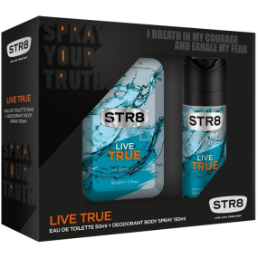 Str8 Live True toaletná voda pre mužov 50 ml + dezodorant sprej 150 ml, darčeková sada