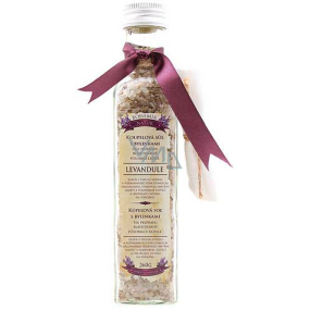 Bohemia Gifts lavendule s extraktom z bylín kúpeľová upokojujúce soľ s filtračným vreckom 260 g sklenený obal