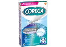 Corega Tabs Whitening čistiace tablety na zubné náhrady protézy 30 kusov