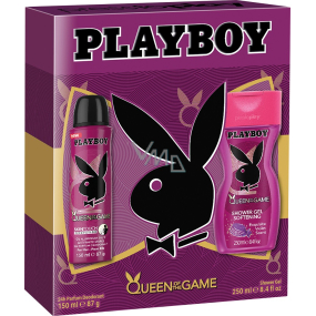 Playboy Queen of The Game dezodorant sprej pre ženy 150 ml + sprchový gél 250 ml, kozmetická sada