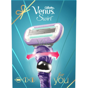 Gillette Venus Swirl holiaci strojček + náhradné hlavice 1 kus + Satin Care gél na holenie 75 ml, kozmetická sada, pre ženy
