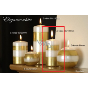 Lima Elegance White sviečka zlatá valec 50 x 100 mm 1 kus