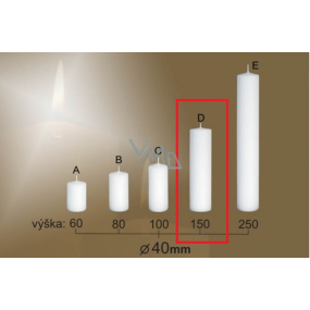 Lima Gastro hladká sviečka biela valec 40 x 150 mm 1 kus