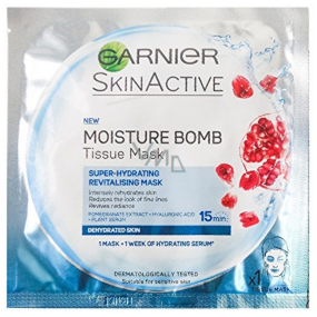 Garnier Moisture + Aqua Bomb superhydratační vypĺňajúci textilné pleťová maska 15 minútová 32 g