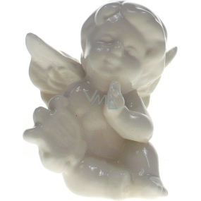 Anjel porcelánový s harfou 8 cm