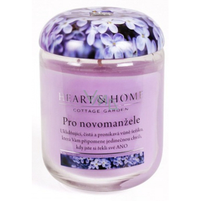 Heart & Home Pre novomanželov Sójová vonná sviečka strednej horí až 30 hodín 110 g