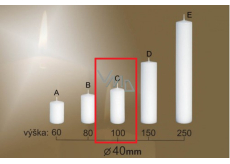 Lima Gastro hladká sviečka biela valec 40 x 100 mm 1 kus