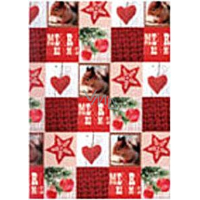Ditipo Darčekový baliaci papier 70 x 500 cm Vianočný červený veverička