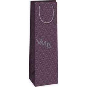 Ditipo Darčeková papierová taška na fľašu 12,3 x 7,8 x 36,2 cm fialová geometrický vzor STD
