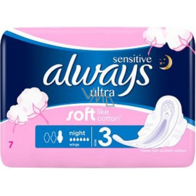 Always Sensitive Ultra Night hygienické vložky s krídelkami 7 kusov