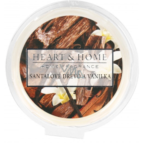 Heart & Home Santalové drevo a vanilka Sójový prírodné vonný vosk 27 g