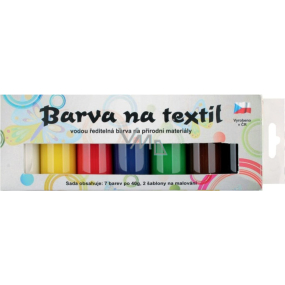 Kreativ Colour Farby na textil - svetlý materiál, klasik sada 7 farieb 20 g + 2 šablóny 6,5 x 2 cm