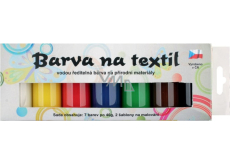 Kreativ Colour Farby na textil - svetlý materiál, klasik sada 7 farieb 20 g + 2 šablóny 6,5 x 2 cm