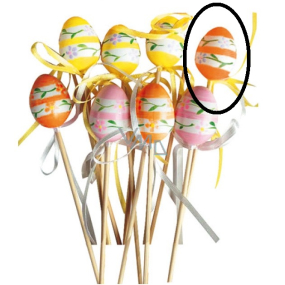 Vajíčko plastové oranžovej, kvetinky zápich 4 cm + špajle