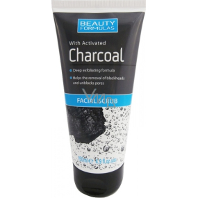 Beauty Formulas Charcoal Aktívne uhlie peeling na tvár a krk 150 ml