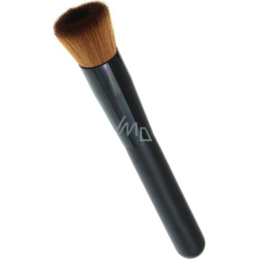 Kozmetický štetec na make-up hnedý guľatý rovný vlas čierna rukoväť 14,5 cm 30450