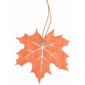 List drevený oranžový na zavesenie 10 cm