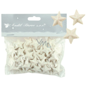 Hviezdičky s glitrami 50 kusov biela, 2 cm