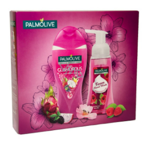 Palmolive Glamorous sprchový gél 250 ml + Malina penové mydlo 250 ml, kozmetická sada
