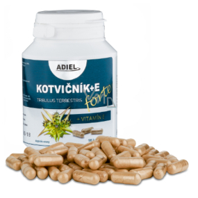 Adiel Forte Kotvičník zemný s vitamínom E podporuje tvorbu spermií a rast hladiny testosterónu aj estradiolu u žien 90 cps.