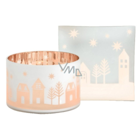 Yankee Candle Winter Village tienidlo veľké + tanier veľký na strednej a veľkú vonnú sviečku Classic stínohra 10 x 15 cm (tienidlo) 15 x 15 cm (tanier)
