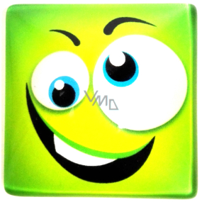 Nekupto Magnet Emoji Smajlík štvorček zelený, biele oči 4 x 4 cm