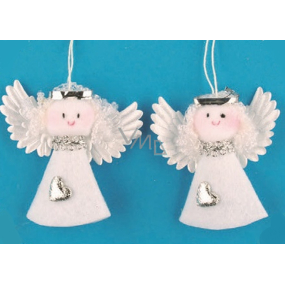 Anjel z filcu biely na zavesenie 7 cm, 2 kusy v sáčku