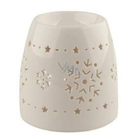 Aromalampa porcelánová biela s vločkami 11 cm