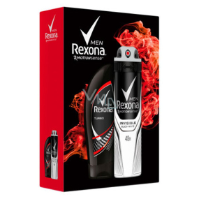 Rexona Men Turbo sprchový gél na telo aj vlasy 250 ml + Motionsense Invisible Black + White antiperspirant dezodorant sprej 150 ml, kozmetická sada