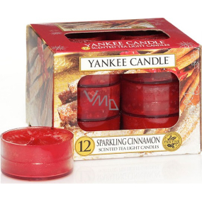 Yankee Candle Sparkling Cinnamon - Trblietavá škorica vonná čajová sviečka 12 x 9,8 g