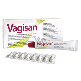 Vagisan HydroKrém Zvlhčujúci krém Kombi pri suchosti pošvy 10 g + čapíky 8 kusov