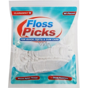 Claradent Floss Picks dentálna voskovaná niť 80 kusov