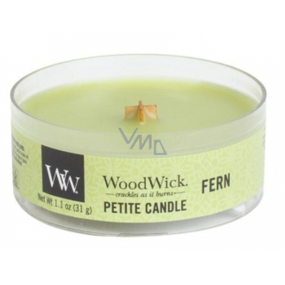 Woodwick Fern - Papradina vonná sviečka s dreveným knôtom petite 31 g