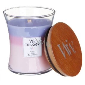 Woodwick Trilogy Botanical Garden - Botanická záhrada vonná sviečka s dreveným knôtom a viečkom sklo stredná 275g