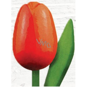 Bohemia Gifts Drevený tulipán oranžovo-červený 20 cm