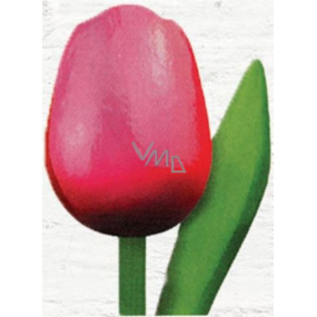 Bohemia Gifts Drevený tulipán ružovo-červený 20 cm