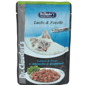 Dr. Clauders Losos a pstruh v želé kompletné krmivo pre mačky kapsička 100 g