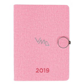 Albi Diár 2019 týždenný s kovovou sponou Ružový 13,2 x 18 x 1,5 cm
