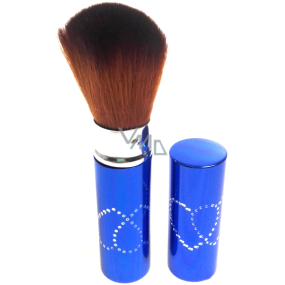 Kozmetický štetec so syntetickými štetinami na púder s uzáverom modrý 11 cm 30450-06