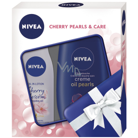 Nivea Jojoba Oil telové mlieko 200 ml + Creme Oil Pearls Cherry Blossom sprchový gél 250 ml, kozmetická sada