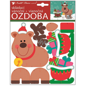 Skladacia papierová ozdoba Vianočný sob 23 x 19 cm